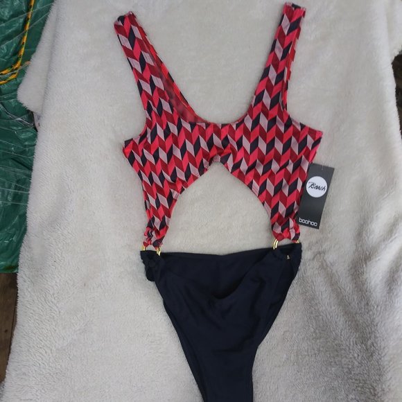 NWT- Perth Zig Zag Extreme Cut Out Swimsuit - Picture 3 of 8
